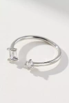 By Anthropologie Delicate Rectangular Crystal Ring In Silver