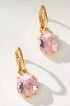 By Anthropologie Delicate Stone Drop Huggie Earrings In Pink