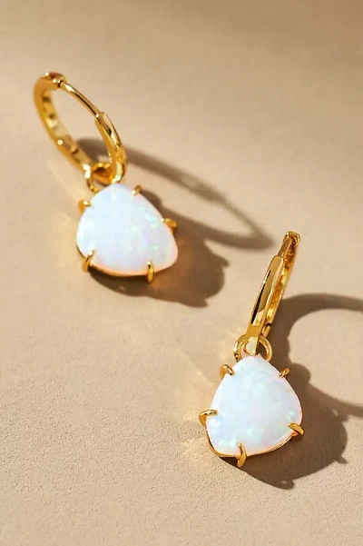 By Anthropologie Delicate Stone Drop Huggie Earrings In White