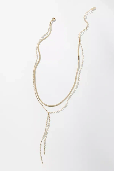 By Anthropologie Delicate Y-neck Layered Necklace In Gold