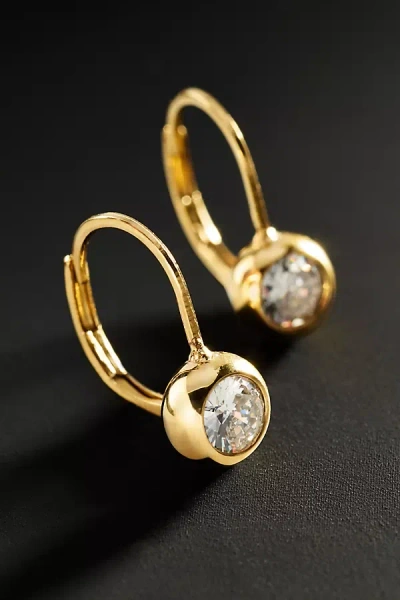 By Anthropologie Demi-fine Crystal Bezel Earrings In Gold