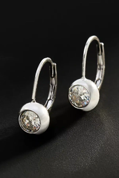 By Anthropologie Demi-fine Crystal Bezel Earrings In Silver