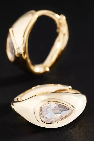 By Anthropologie Demi-fine Pear Bezel Earrings In Gold