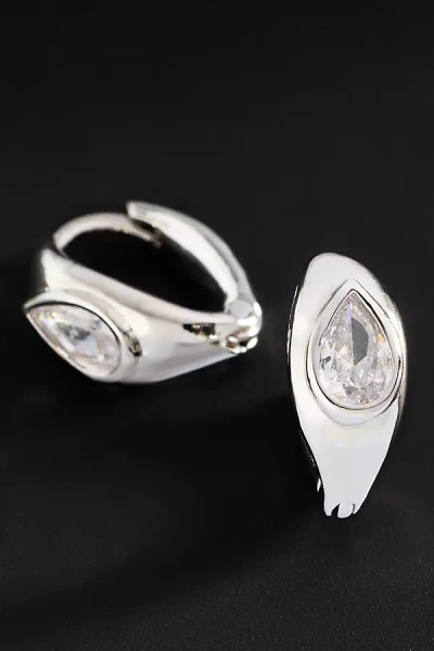 By Anthropologie Demi-fine Pear Bezel Earrings In Silver