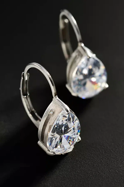 By Anthropologie Demi-fine Pear Crystal Earrings In Silver
