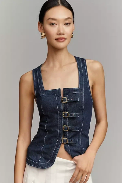By Anthropologie Denim Hardware Tank Top In Blue