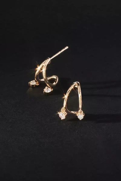 By Anthropologie Diamond Cage Huggie Hoop Earrings In Gold
