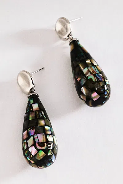 By Anthropologie Disco Shell Teardrop Earrings In Black