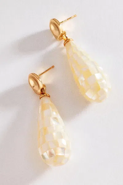 By Anthropologie Disco Shell Teardrop Earrings In Silver