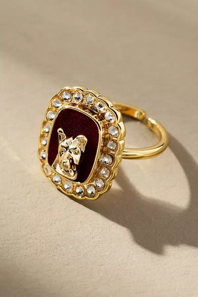By Anthropologie Dog Cameo Cocktail Ring In Gold