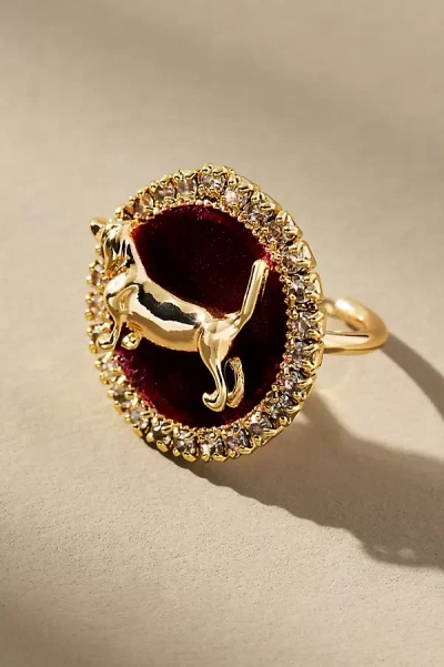 By Anthropologie Dog Cameo Cocktail Ring In Gold