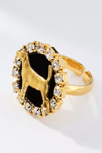 By Anthropologie Dog Cameo Cocktail Ring In Multi