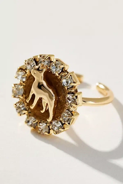 By Anthropologie Dog Cameo Cocktail Ring In Multi