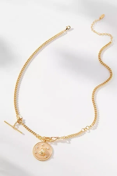 By Anthropologie Dog Coin Crystal Necklace In Gold