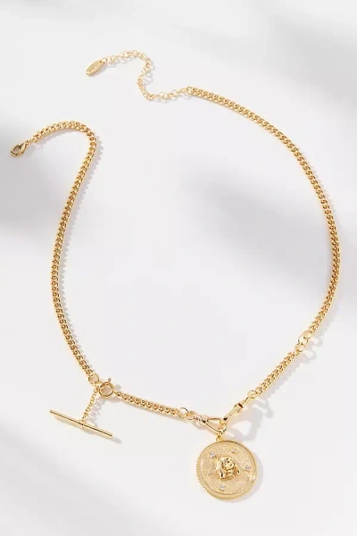 By Anthropologie Dog Coin Crystal Necklace In Gold