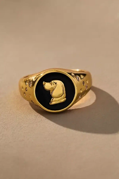 By Anthropologie Dog Icon Cocktail Ring In Gold