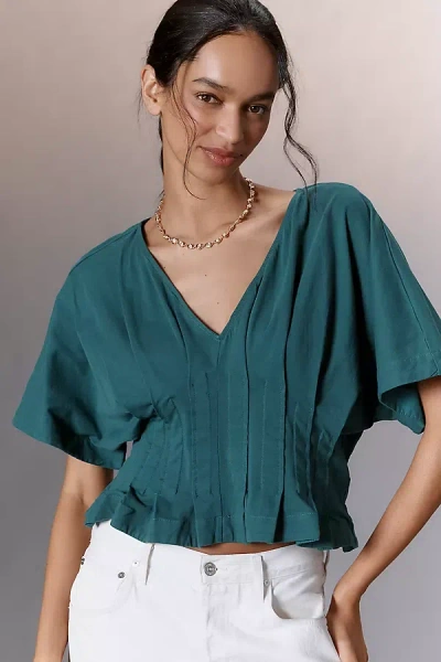 By Anthropologie Dolman-sleeve Pleated V-neck Top