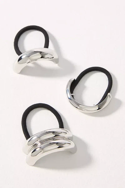 By Anthropologie Double Arch Metal Cuff Hair Ties, Set Of 3 In Silver