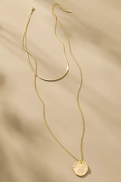 By Anthropologie Double Chain Pendant Necklace In Gold