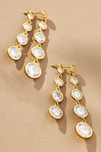 By Anthropologie Double Crystal Tiered Drop Earrings In Gold
