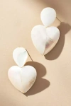 By Anthropologie Double Heart Mother-of-pearl Drop Earrings In White