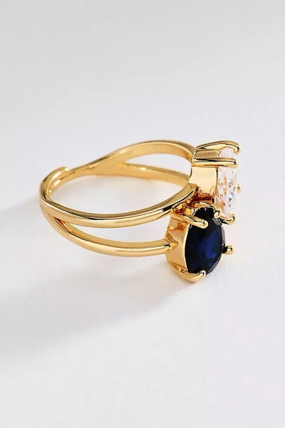By Anthropologie Double Heart Ring In Blue