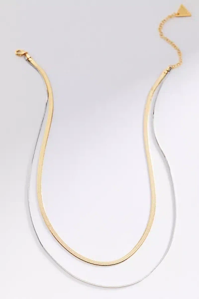 By Anthropologie Double Layer Herringbone Necklace In Gold