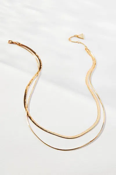 By Anthropologie Double Layer Herringbone Necklace In Gold