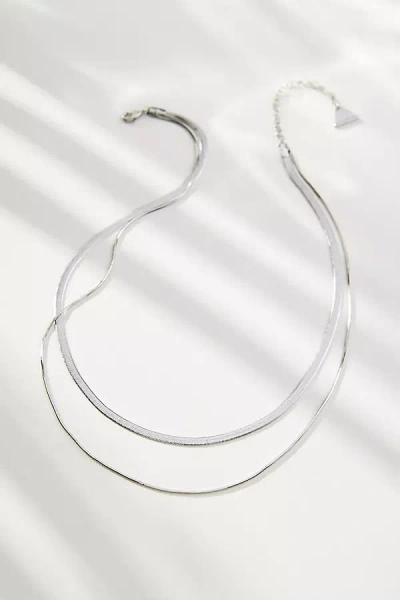 By Anthropologie Double Layer Herringbone Necklace In Silver