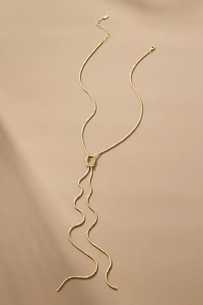 By Anthropologie Double Layered Knotted Lariat Necklace In Gold