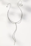 By Anthropologie Double Layered Knotted Lariat Necklace In Silver
