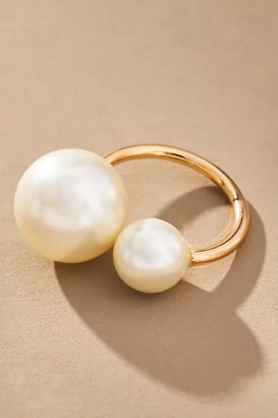 By Anthropologie Double Pearl Ring In White