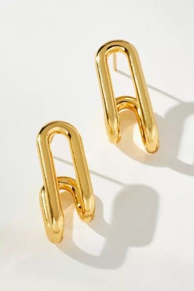 By Anthropologie Double Piped Metal Earrings In Gold