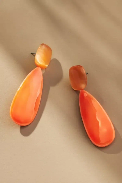 By Anthropologie Double Stone Drop Earrings In Orange