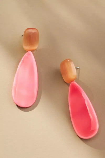 By Anthropologie Double Stone Drop Earrings In Pink