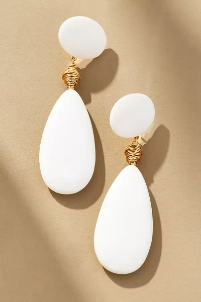 By Anthropologie Double Stone Drop Earrings In White