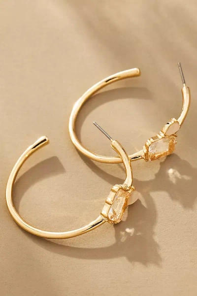 By Anthropologie Double Stone Hoop Earrings In Clear