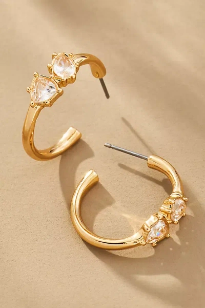 By Anthropologie Double Stone Midi Hoop Earrings In Clear