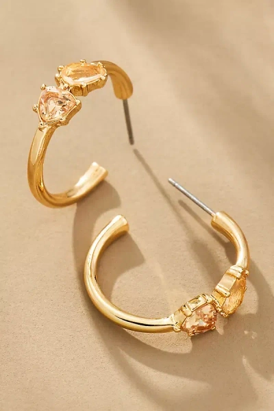 By Anthropologie Double Stone Midi Hoop Earrings In Orange