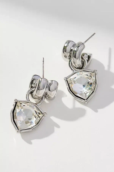 By Anthropologie Double Twist Crystal Earrings In Silver