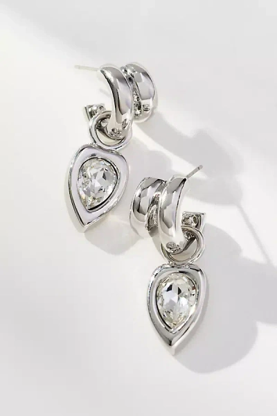 By Anthropologie Double Twist Pear Crystal Earrings In Silver