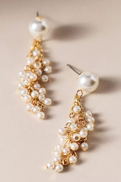 By Anthropologie Draping Pearl Drop Earrings In Gold