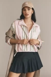 By Anthropologie Drawstring Buttondown Top In Purple