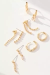 By Anthropologie Dripped Crystal Earrings, Set Of 4 In Gold