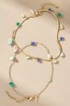 By Anthropologie Drippy Charm Anklets, Set Of 2 In Blue