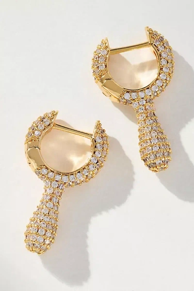 By Anthropologie Drippy Crystal Huggie Hoop Earrings In Gold