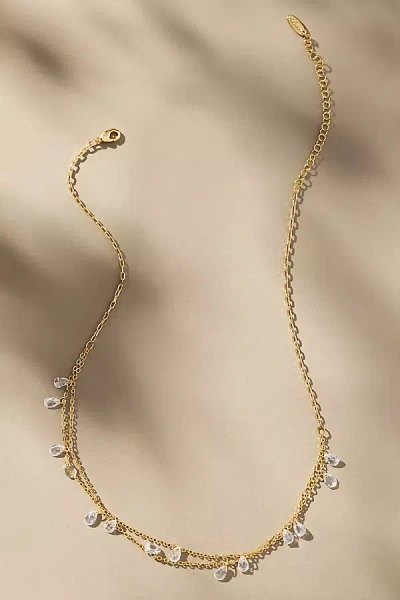 By Anthropologie Drippy Crystal Layered Necklace In Gold