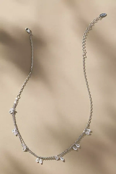 By Anthropologie Drippy Crystal Layered Necklace In Silver