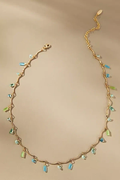By Anthropologie Drippy Crystal Necklace In Green