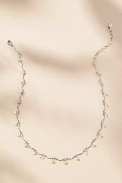 By Anthropologie Drippy Crystal Necklace In Silver